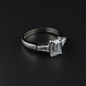 Three Stone Baguette and Emerald Cut Ring
